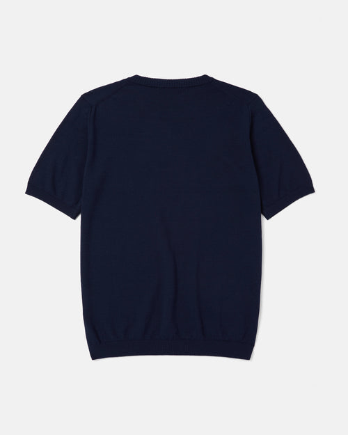 Back view of navy Mooncastle Ice Cotton crewneck tee