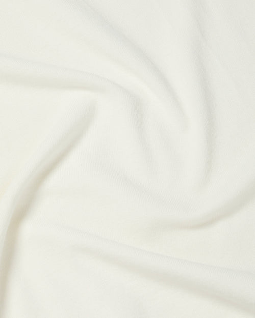 Close-up of Ice Cotton knit fabric on off-white Mooncastle crewneck tee