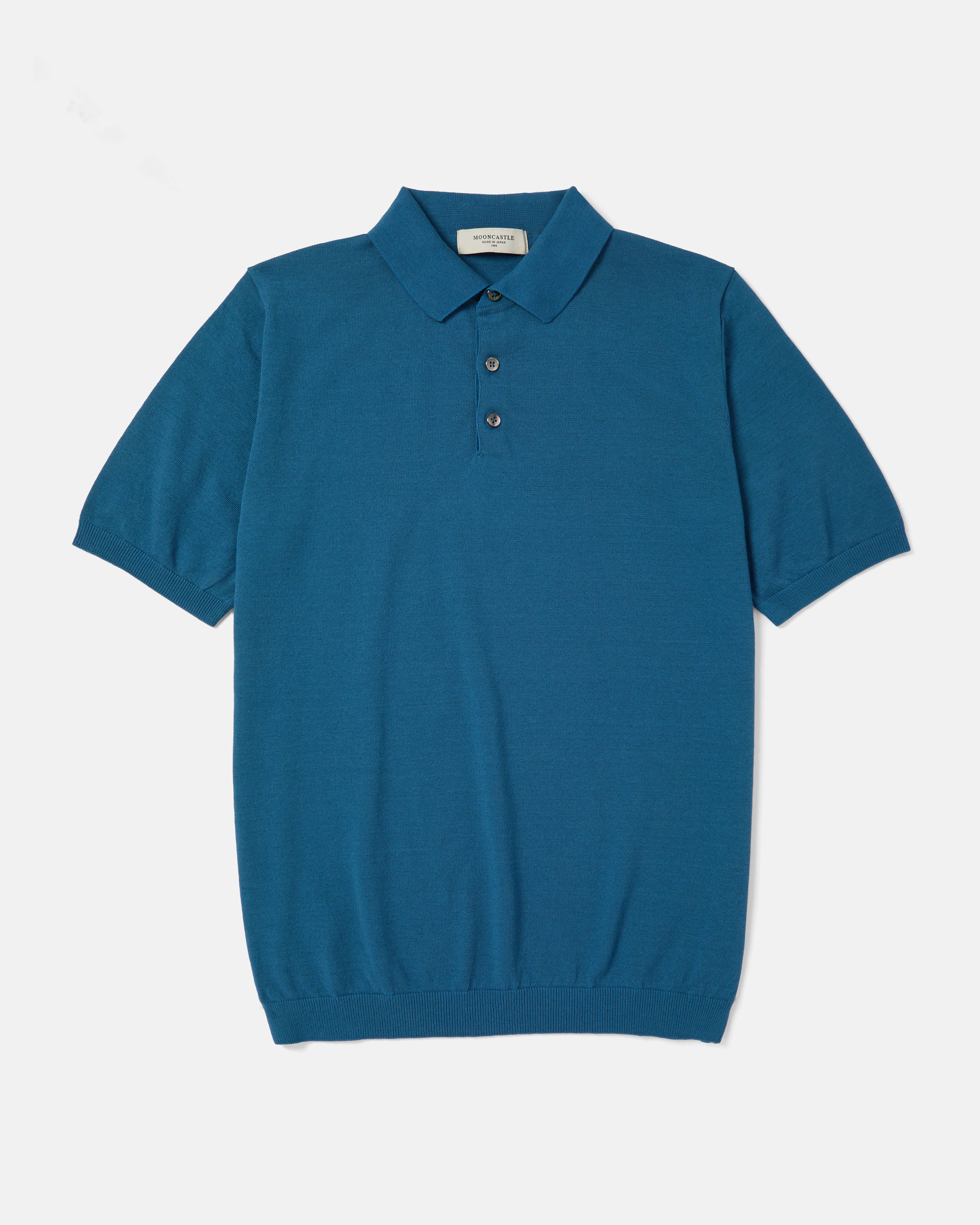 Blue Mooncastle Ice Cotton knit polo shirt front view