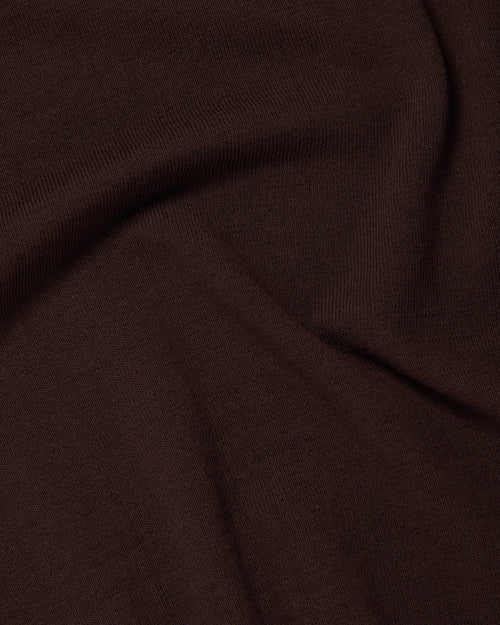 Close-up of Ice Cotton knit fabric on brown Mooncastle polo shirt