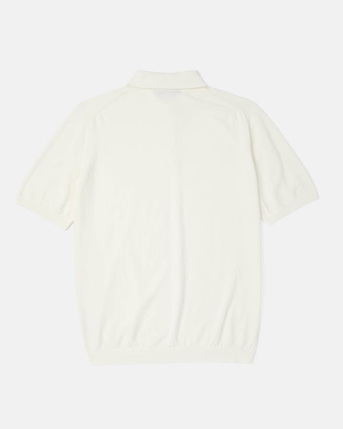 Back view of off-white Mooncastle Ice Cotton knit polo shirt