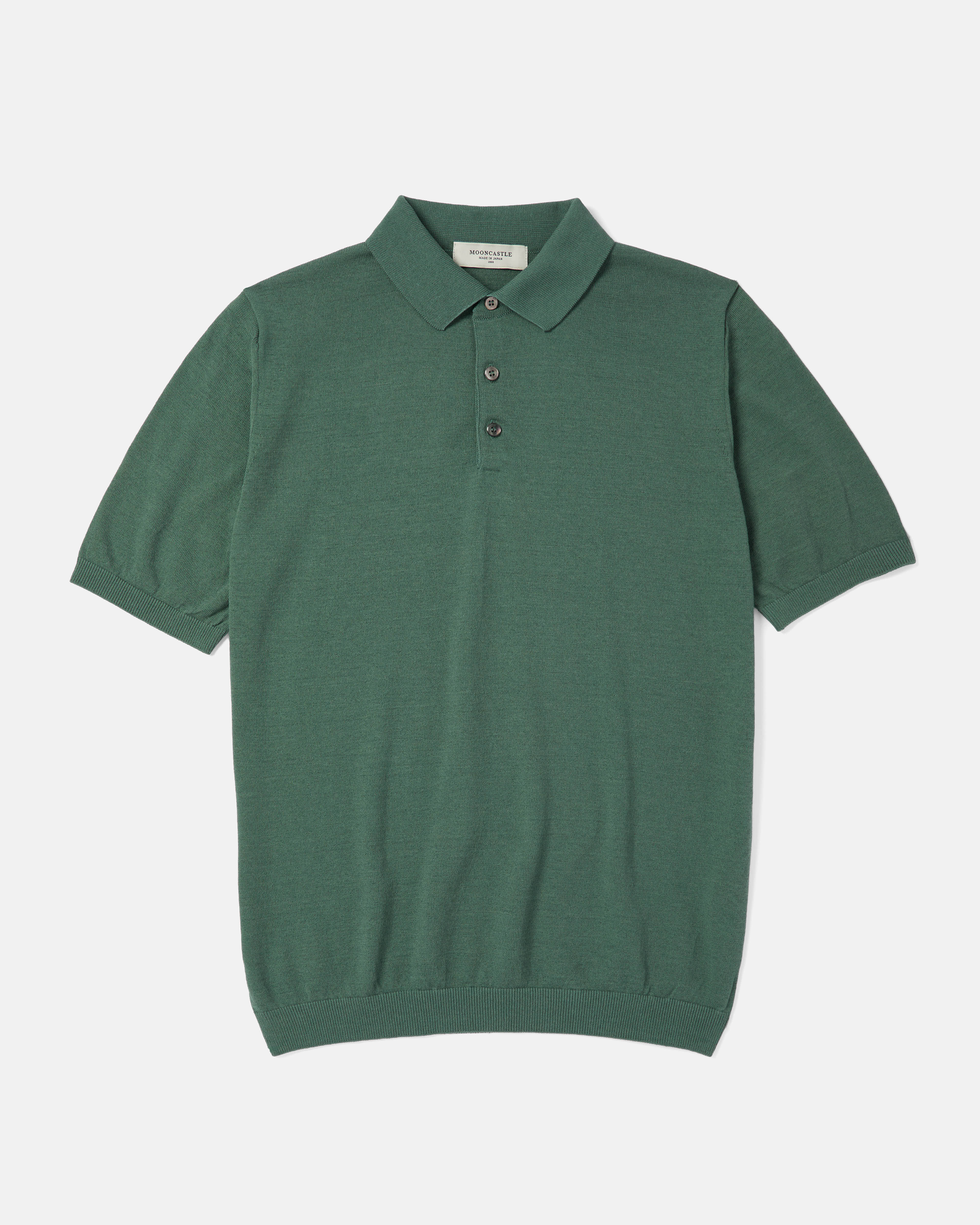 Olive Mooncastle Ice Cotton knit polo shirt front view