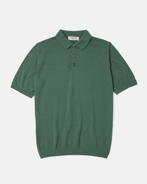 Olive Mooncastle Ice Cotton knit polo shirt front view