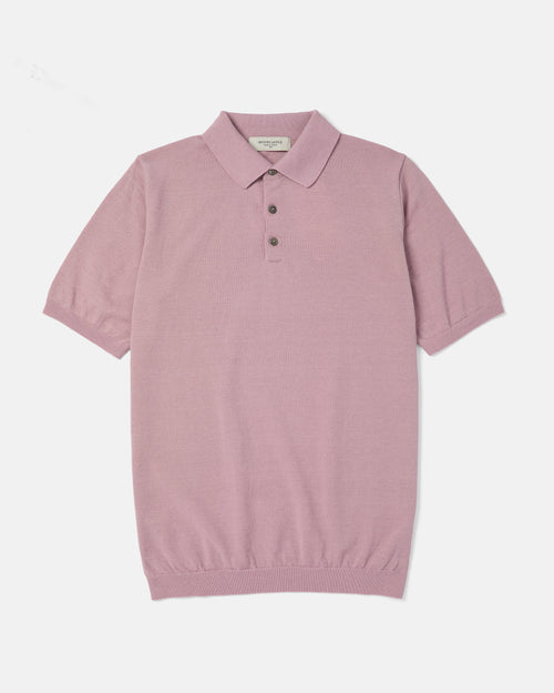 Sakura pink Mooncastle Ice Cotton knit polo shirt front view