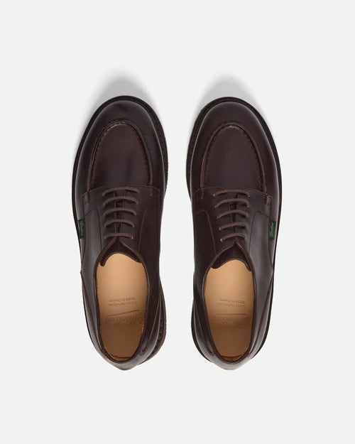 Top view showing lacing and apron detail on Paraboot Chambord derby shoe