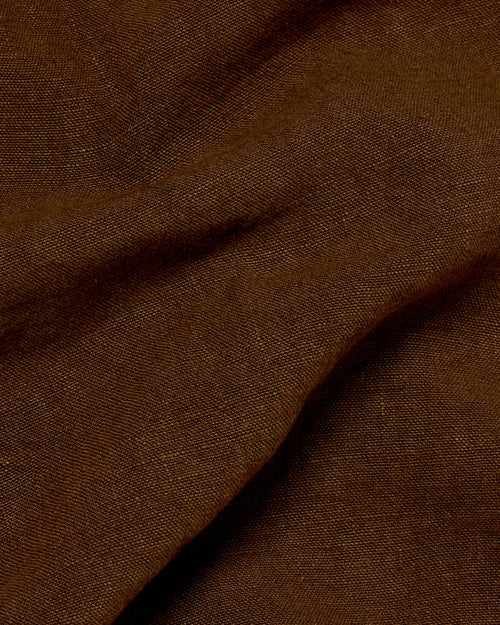 Close-up of heavyweight linen fabric on datte Vetra chore jacket