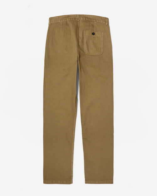 Back view of olive Vetra workwear cotton trousers