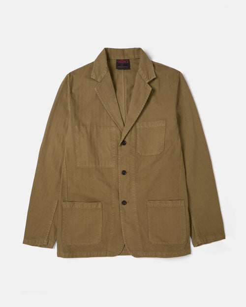 Olive Vetra workwear herringbone blazer front view